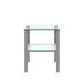 Glass Two Layer Tea Table, Small Round Table, Bedroom Corner Table, Living Room Grey Side Table Gray Glass