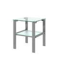 Glass Two Layer Tea Table, Small Round Table, Bedroom Corner Table, Living Room Grey Side Table Gray Glass