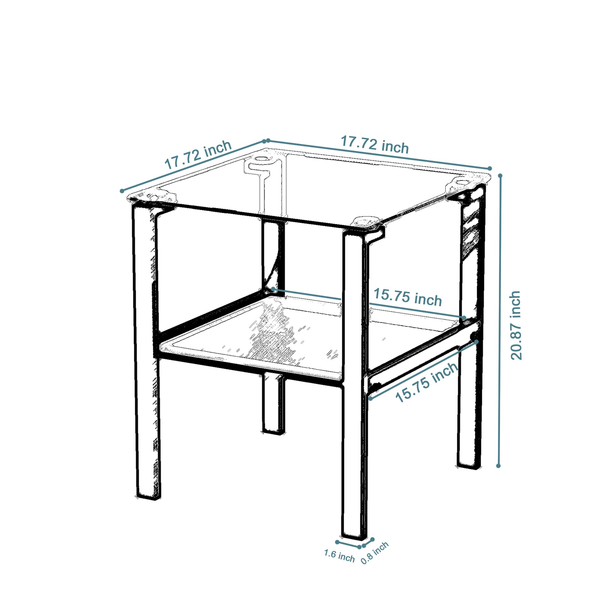 Set Of 2, Glass Two Layer Tea Table, Small Round Table, Bedroom Corner Table, Living Room Side Table, Transparent Transparent Tempered Glass