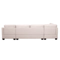 Ustyle Modern Large U Shape Sectional Sofa, Double Extra Wide Chaise Lounge Couch, Beige Beige Polyester