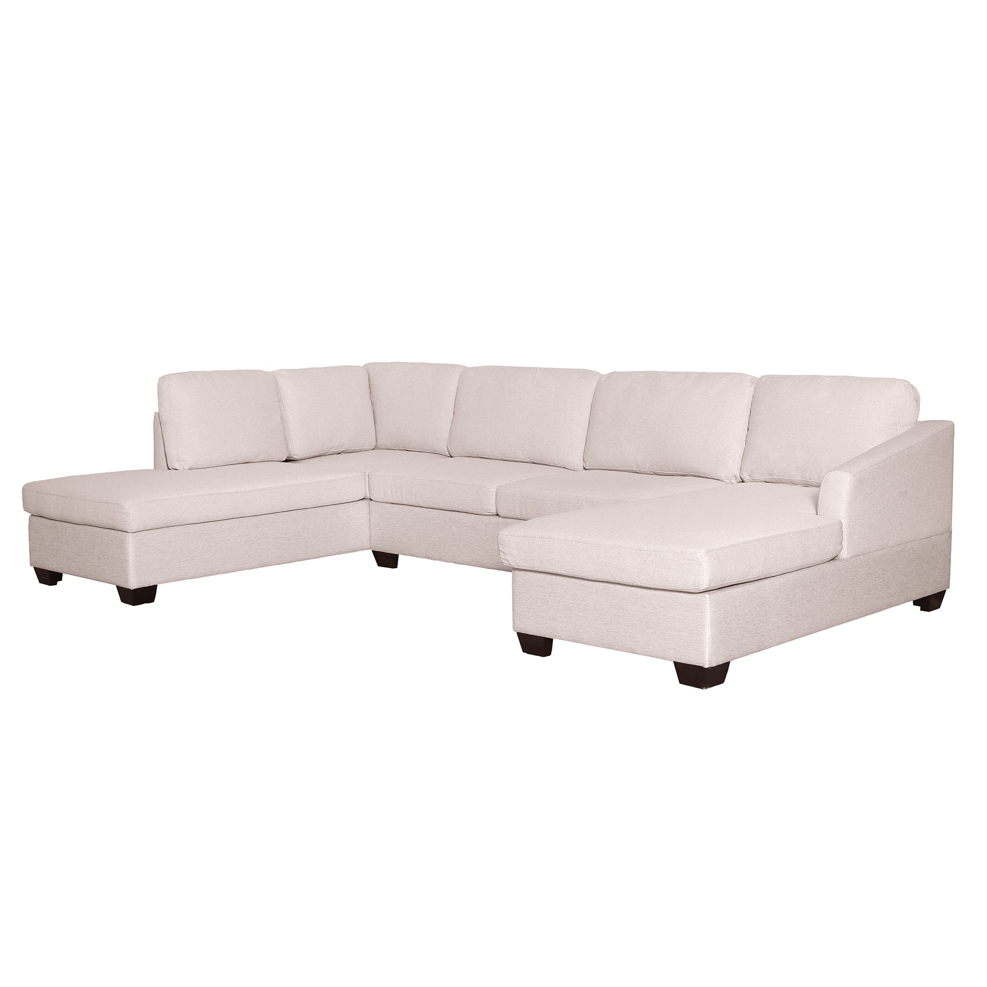 Ustyle Modern Large U Shape Sectional Sofa, Double Extra Wide Chaise Lounge Couch, Beige Beige Polyester