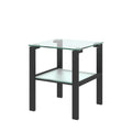 Glass Two Layer Tea Table, Small Round Table, Bedroom Corner Table, Living Room Black Side Table Black Glass