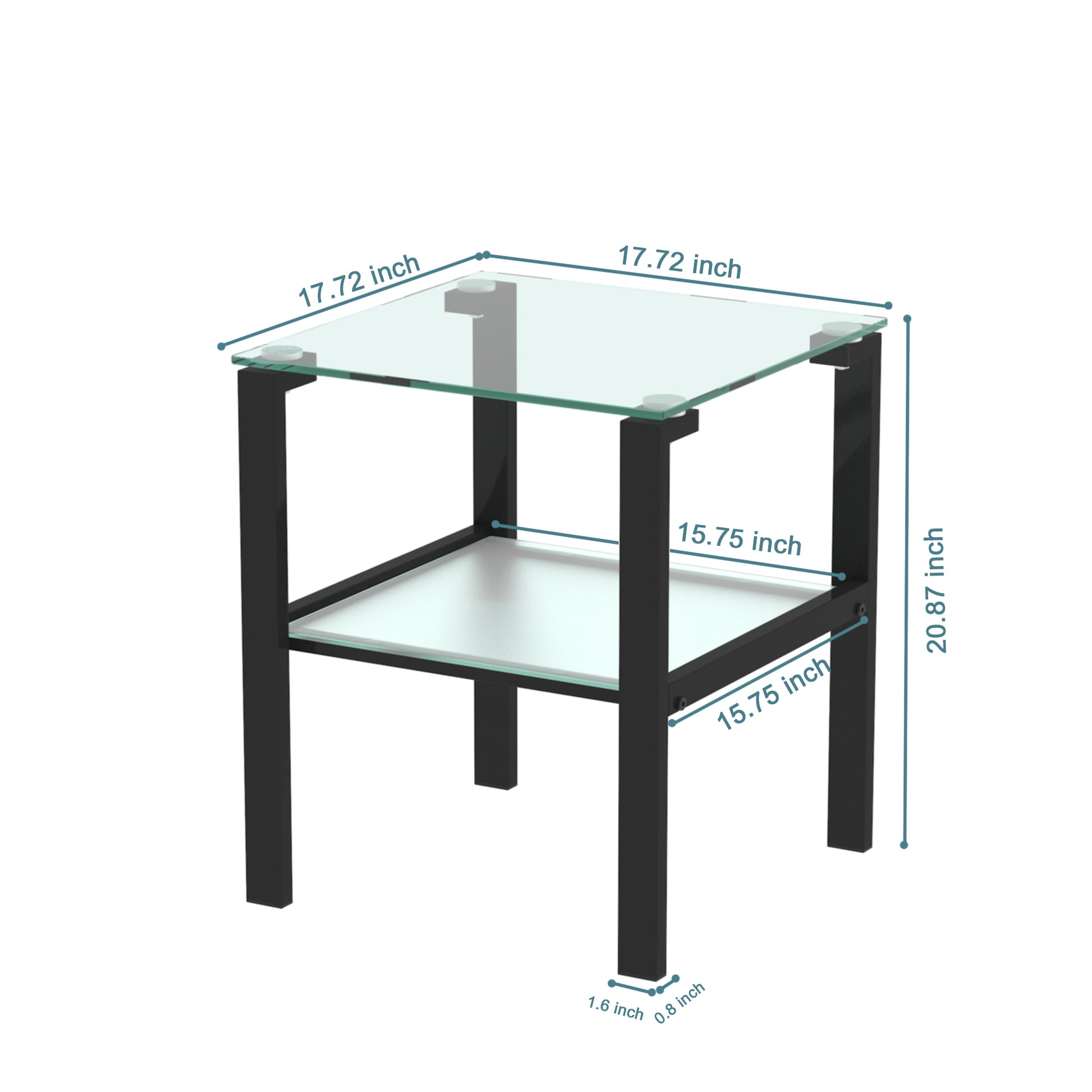 Set Of 2, Glass Two Layer Tea Table, Small Round Table, Bedroom Corner Table, Living Room Side Table, Transparent Transparent Tempered Glass