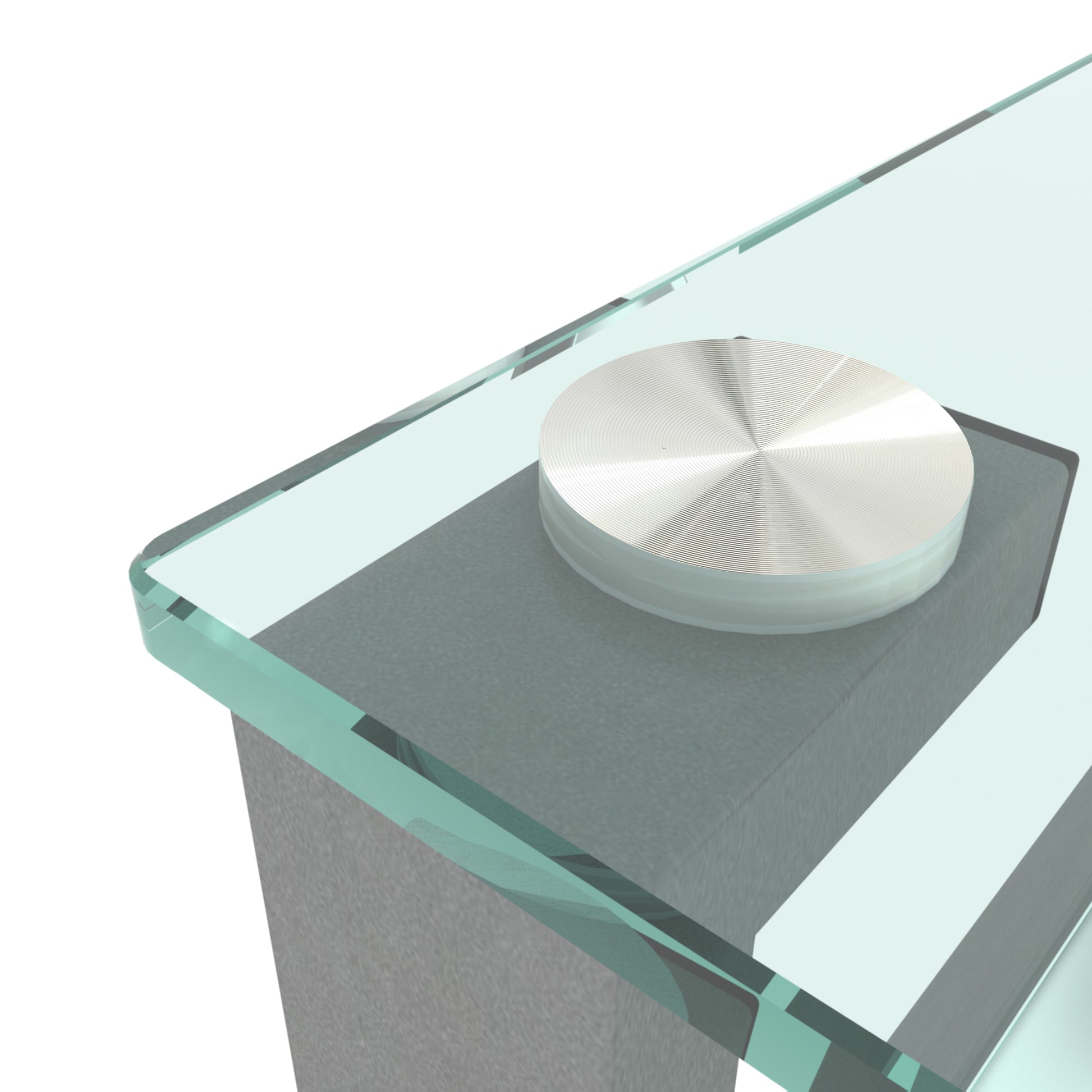 Glass Two Layer Tea Table, Small Round Table, Bedroom Corner Table, Living Room Grey Side Table Gray Glass