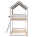 Twin Over Twin Bunk Bed Wood Bed With Roof, Window, Guardrail, Ladder White Old Sku :Lp000045Aak White Solid Wood