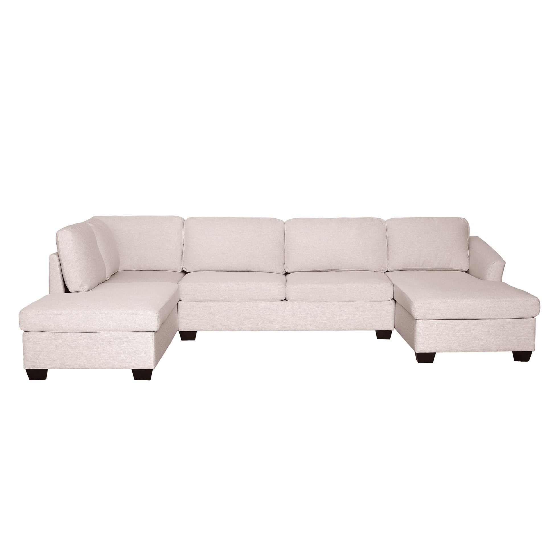 Ustyle Modern Large U Shape Sectional Sofa, Double Extra Wide Chaise Lounge Couch, Beige Beige Polyester