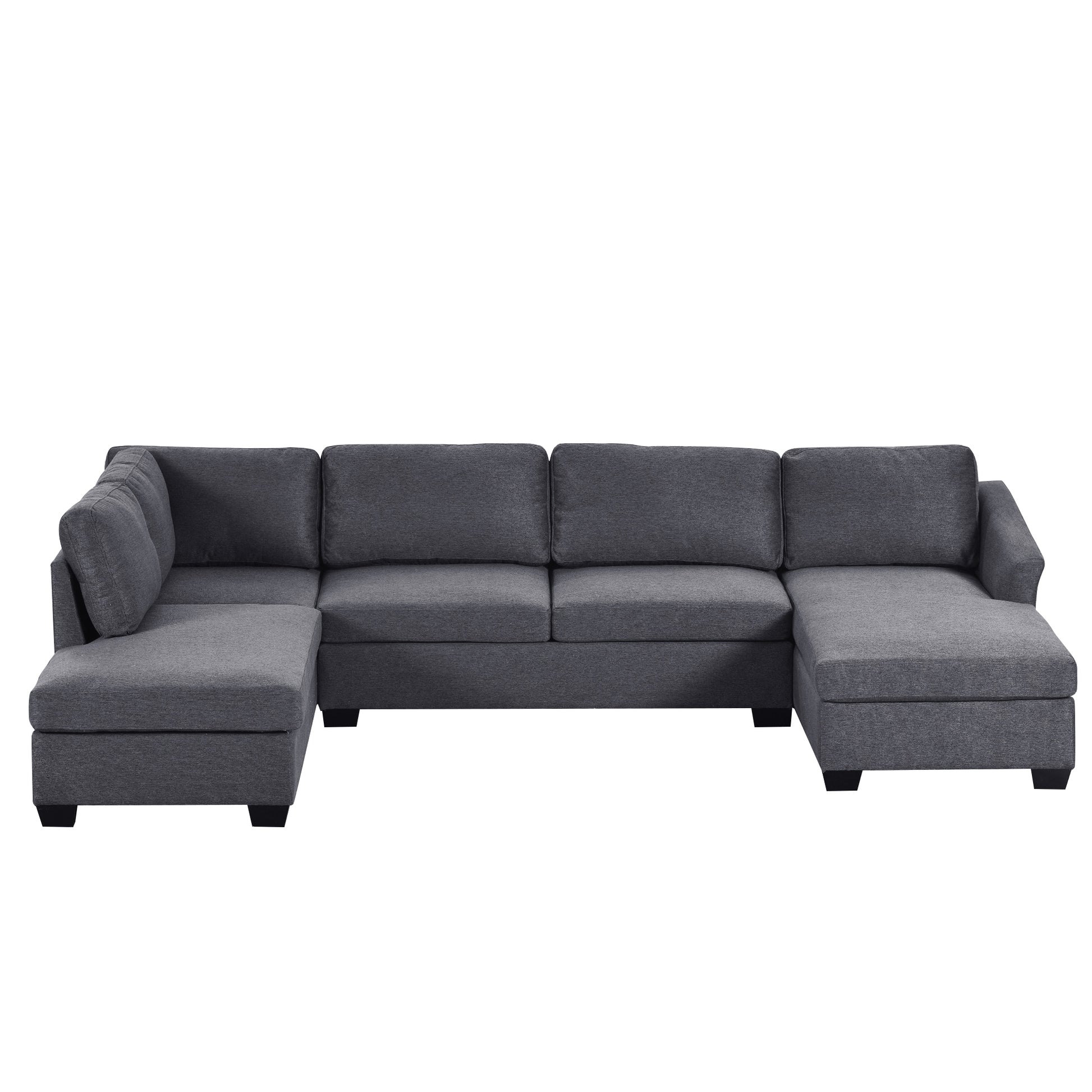 Ustyle Modern Large U Shape Sectional Sofa, Double Extra Wide Chaise Lounge Couch, Grey Gray Polyester