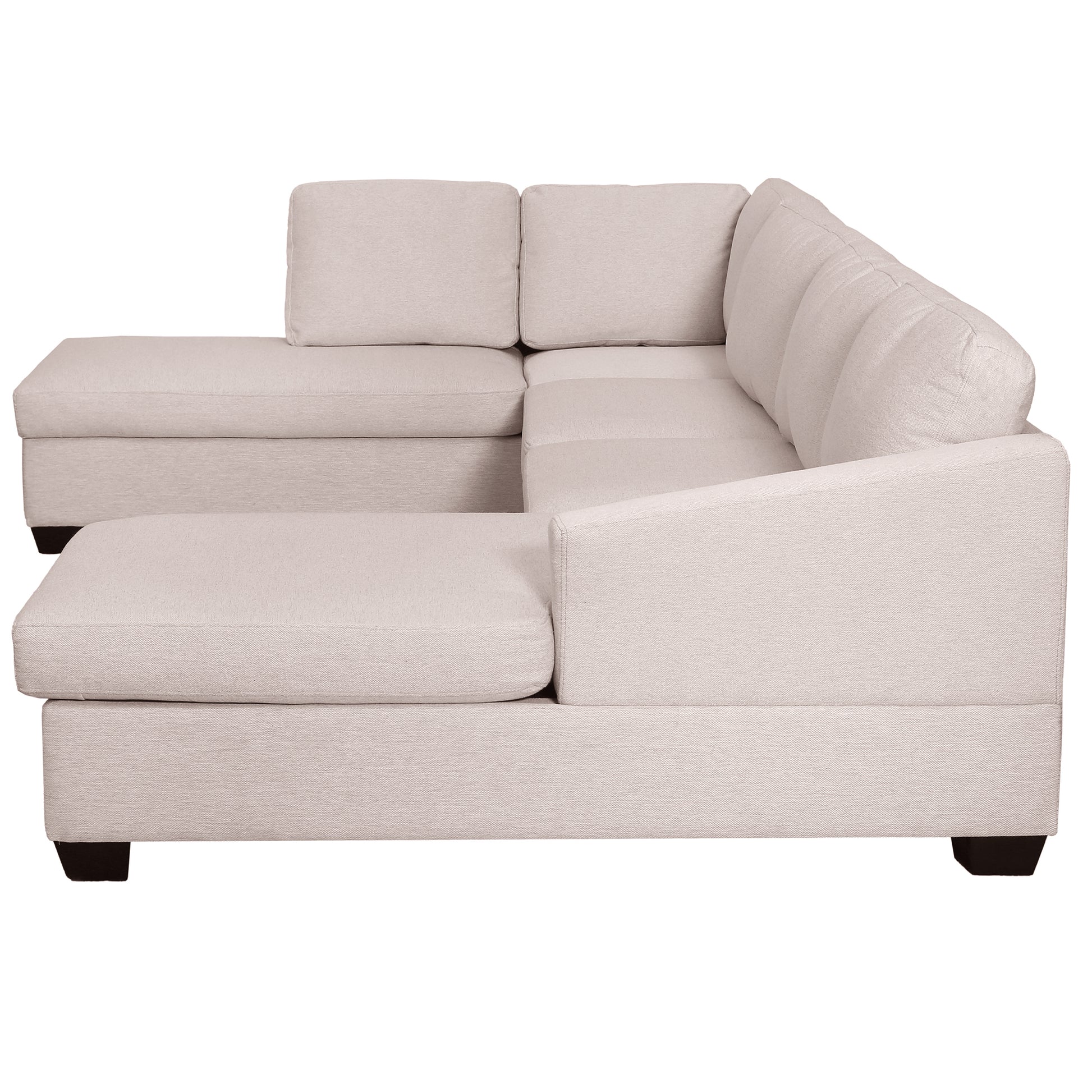 Ustyle Modern Large U Shape Sectional Sofa, Double Extra Wide Chaise Lounge Couch, Beige Beige Polyester