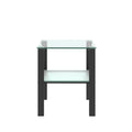 Glass Two Layer Tea Table, Small Round Table, Bedroom Corner Table, Living Room Black Side Table Black Glass