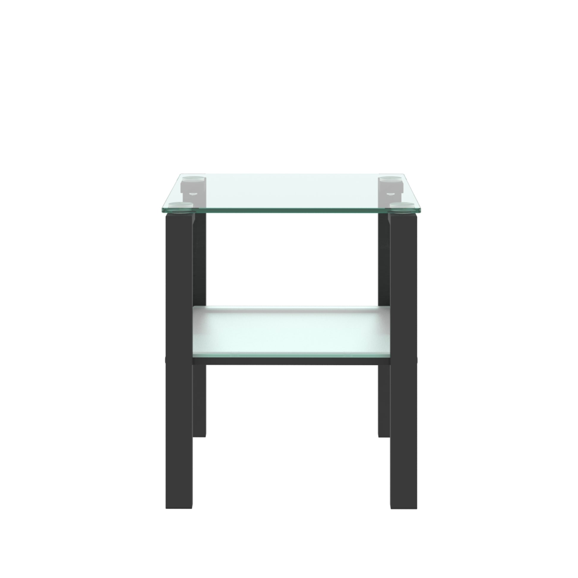 Glass Two Layer Tea Table, Small Round Table, Bedroom Corner Table, Living Room Black Side Table Black Glass