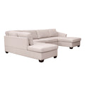 Ustyle Modern Large U Shape Sectional Sofa, Double Extra Wide Chaise Lounge Couch, Beige Beige Polyester