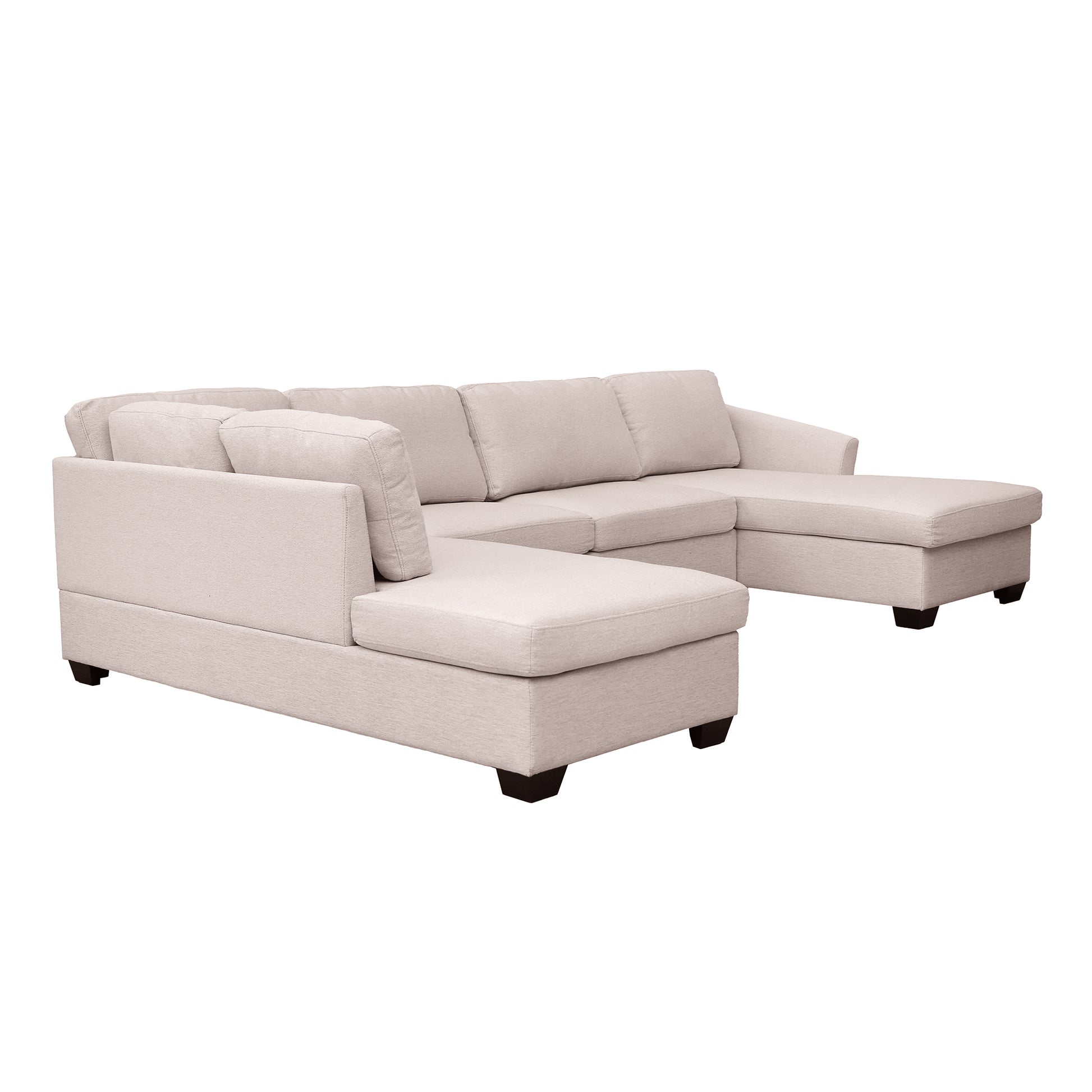 Ustyle Modern Large U Shape Sectional Sofa, Double Extra Wide Chaise Lounge Couch, Beige Beige Polyester