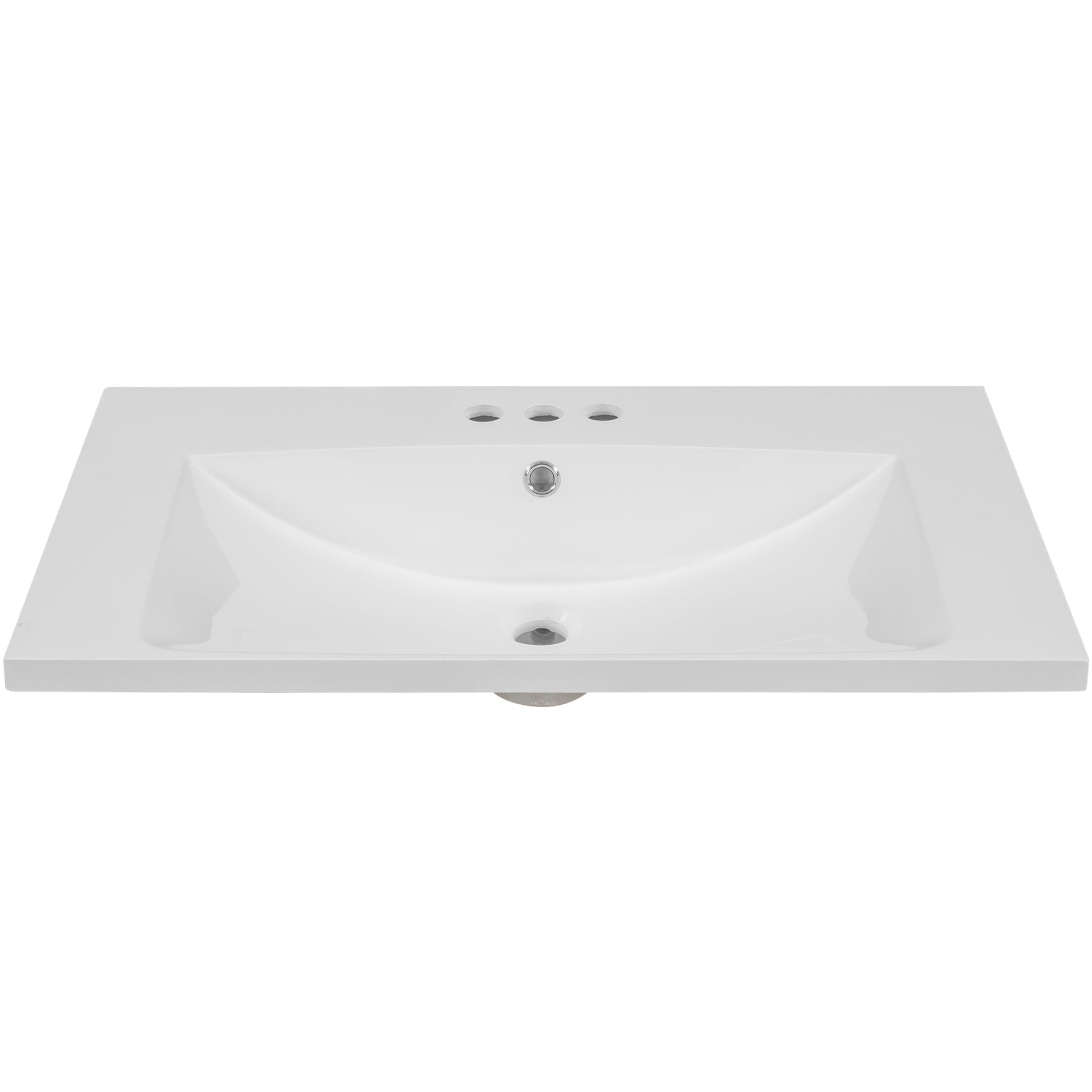 30" Single Bathroom Vanity Top With White Basin, 3 Faucet Holes, Ceramic, White White Ceramic