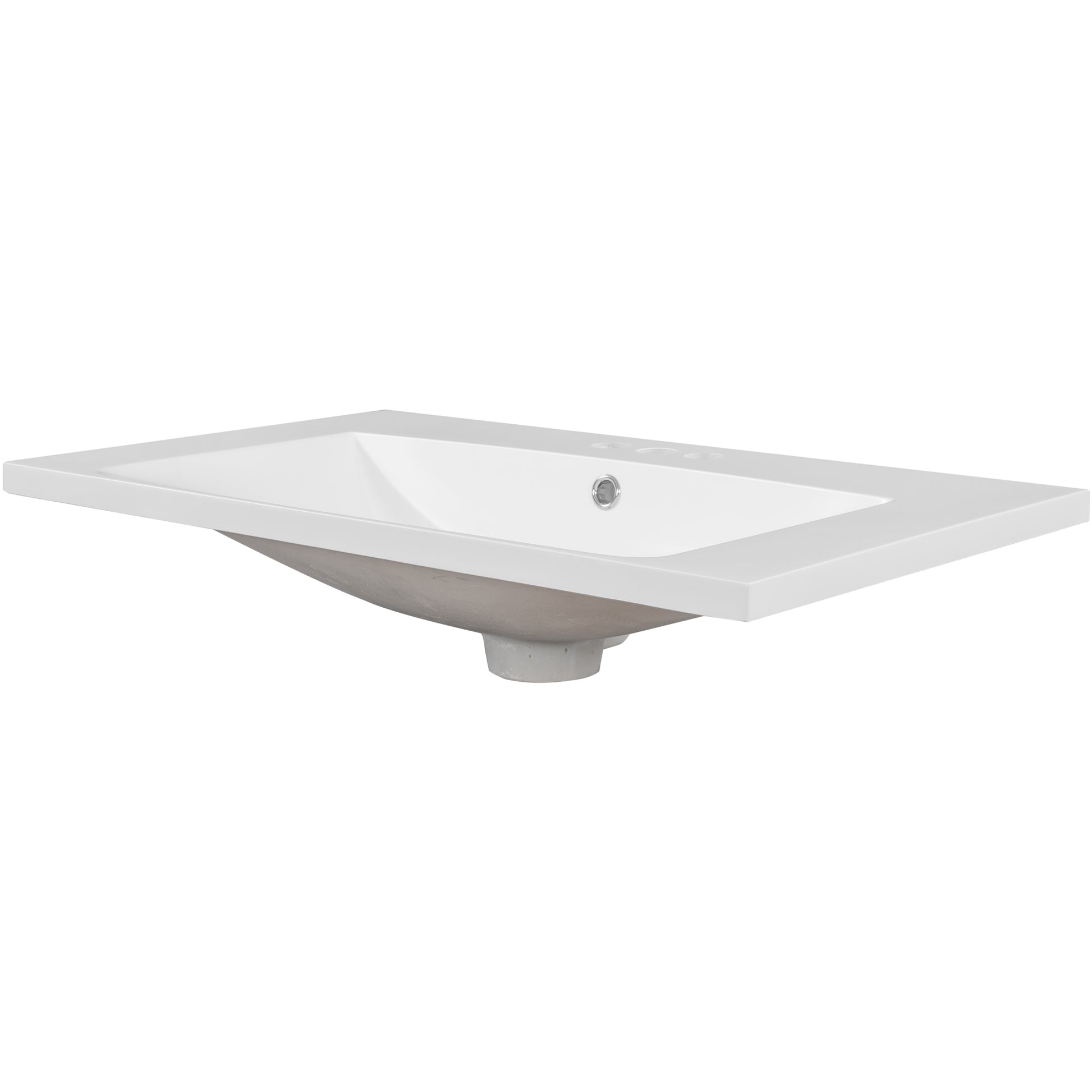 30" Single Bathroom Vanity Top With White Basin, 3 Faucet Holes, Ceramic, White White Ceramic