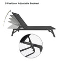 Outdoor Chaise Lounge Chair,Five Position Adjustable Aluminum Recliner,All Weather For Patio,Beach,Yard, Pool Grey Frame Black Fabric Same As W41939292 Black Metal