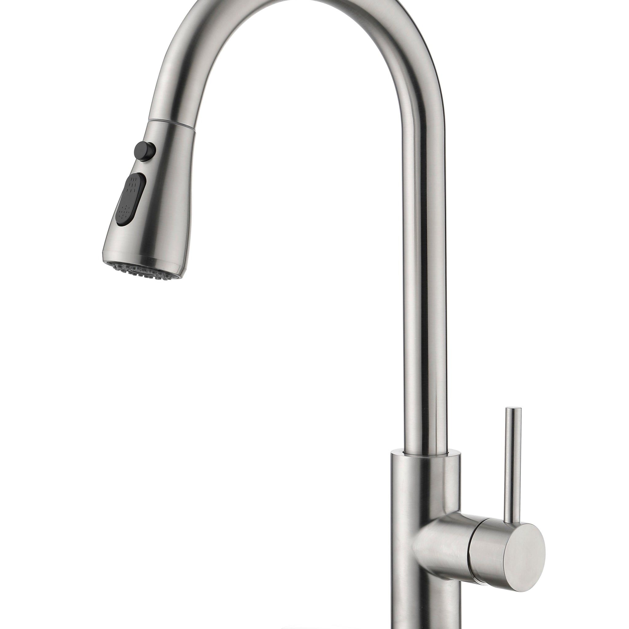 Single Handle High Arc Brushed Nickel Pull Out Kitchen Faucet,Single Level Stainless Steel Kitchen Sink Faucets With Pull Down Sprayer Brushed Nickel Stainless Steel