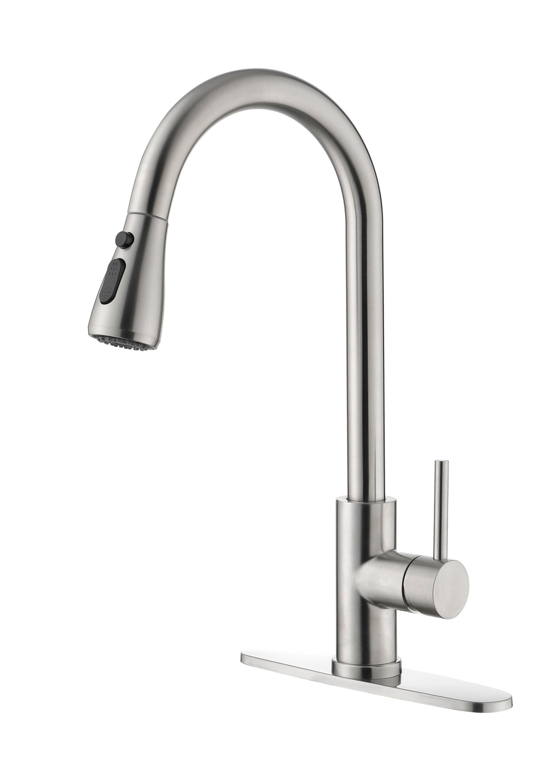 Single Handle High Arc Brushed Nickel Pull Out Kitchen Faucet,Single Level Stainless Steel Kitchen Sink Faucets With Pull Down Sprayer Brushed Nickel Stainless Steel