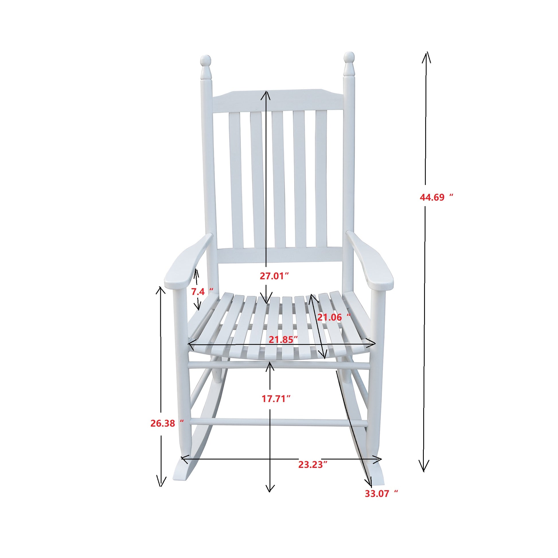 Wooden Porch Rocker Chair White, Without Mat White Solid Wood