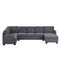 Ustyle Modern Large Upholstered U Shape Sectional Sofa, Extra Wide Chaise Lounge Couch, Grey Gray Polyester 7 Seat