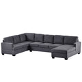 Ustyle Modern Large Upholstered U Shape Sectional Sofa, Extra Wide Chaise Lounge Couch, Grey Gray Polyester 7 Seat