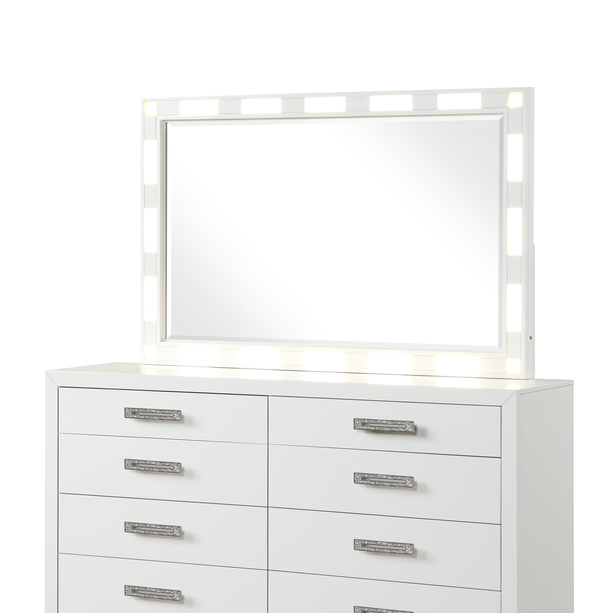 Coco Modern Style 8 Drawer Dresser Made With Wood In Milky White White Drawer 5 Drawers & Above Ball Bearing Glides Bedroom Contemporary,Modern White Solid Wood Mdf Wood