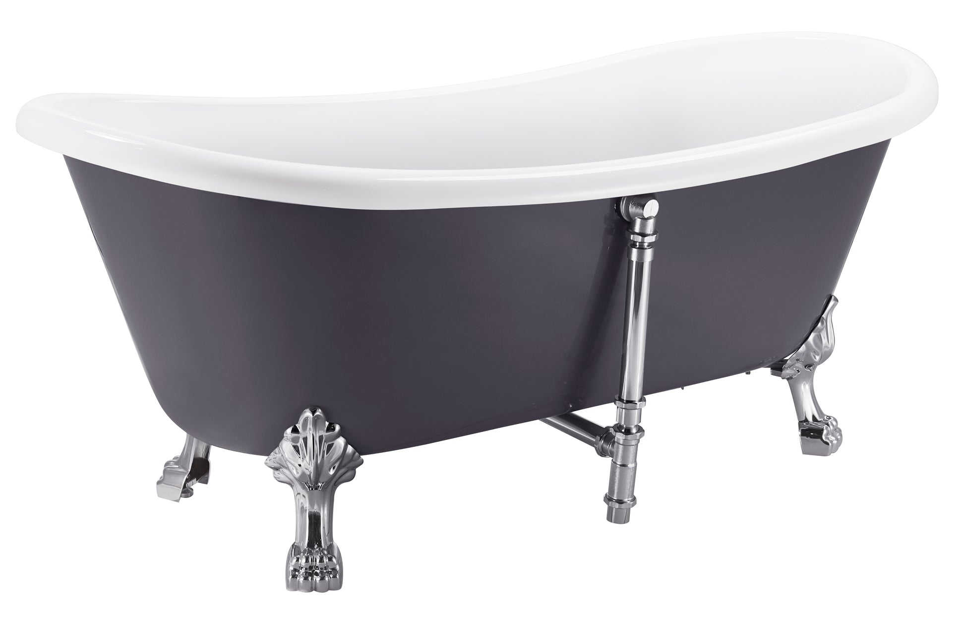 67" 100% Acrylic Freestanding Bathtub Contemporary Soaking Tub White Inside And Gray Outside Gray Acrylic