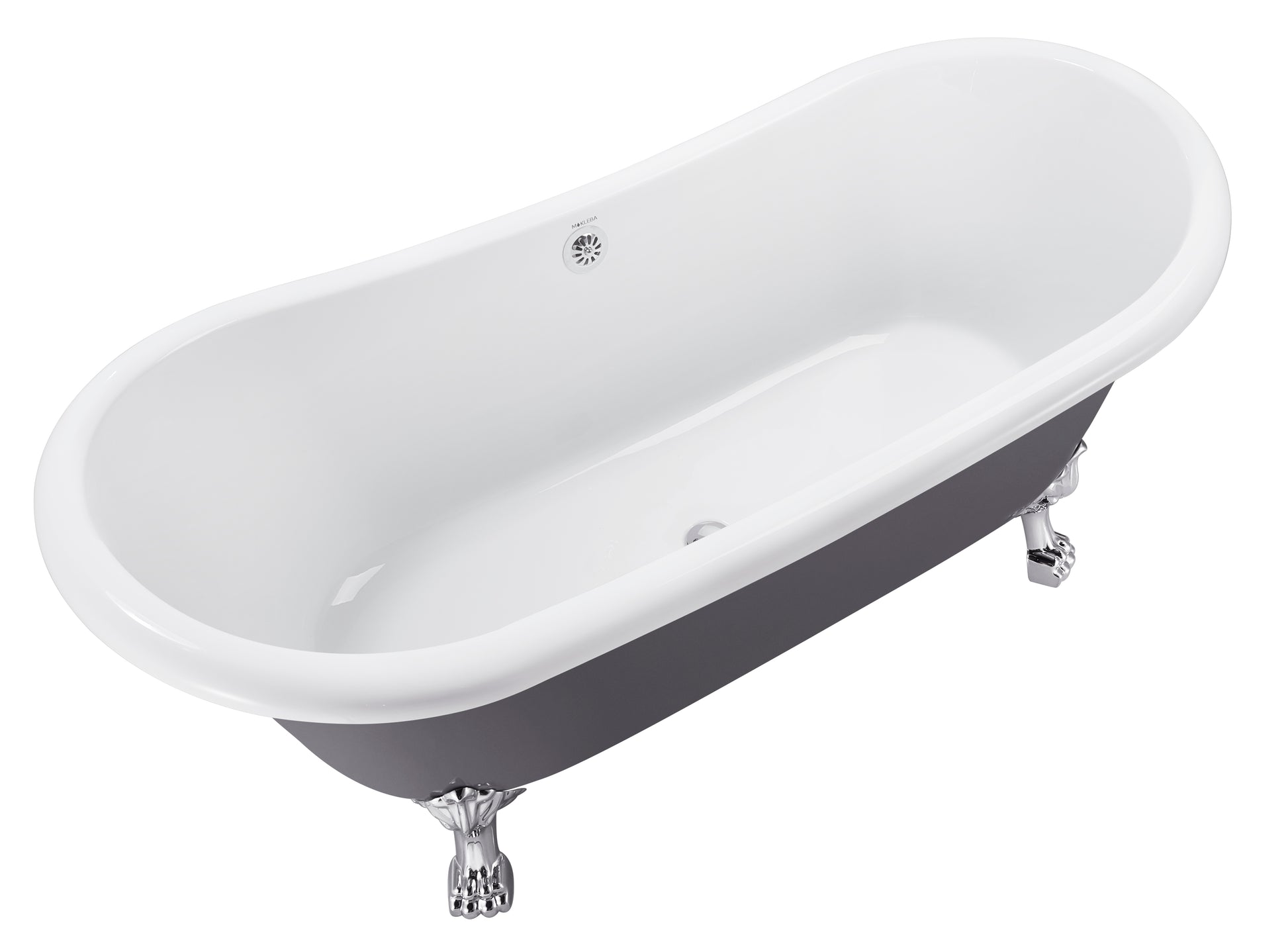 67" 100% Acrylic Freestanding Bathtub Contemporary Soaking Tub White Inside And Gray Outside Gray Acrylic