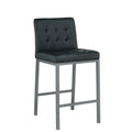 Cheap Modern Design High Counter Stool Metal Legs Kitchen Restaurant Black Pu Bar Chair Set Of 2 Black Pu Foam