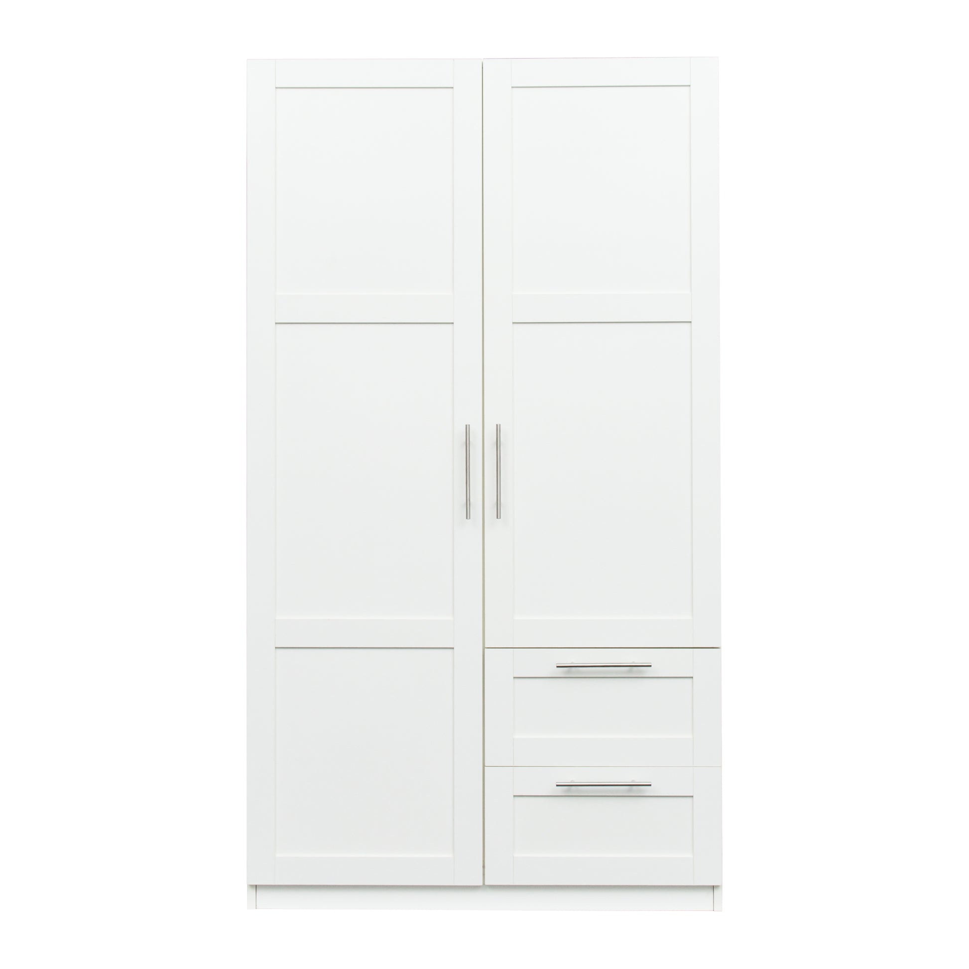 High Wardrobe And Kitchen Cabinet With 2 Doors, 2 Drawers And 5 Storage Spaces,White White Mdf