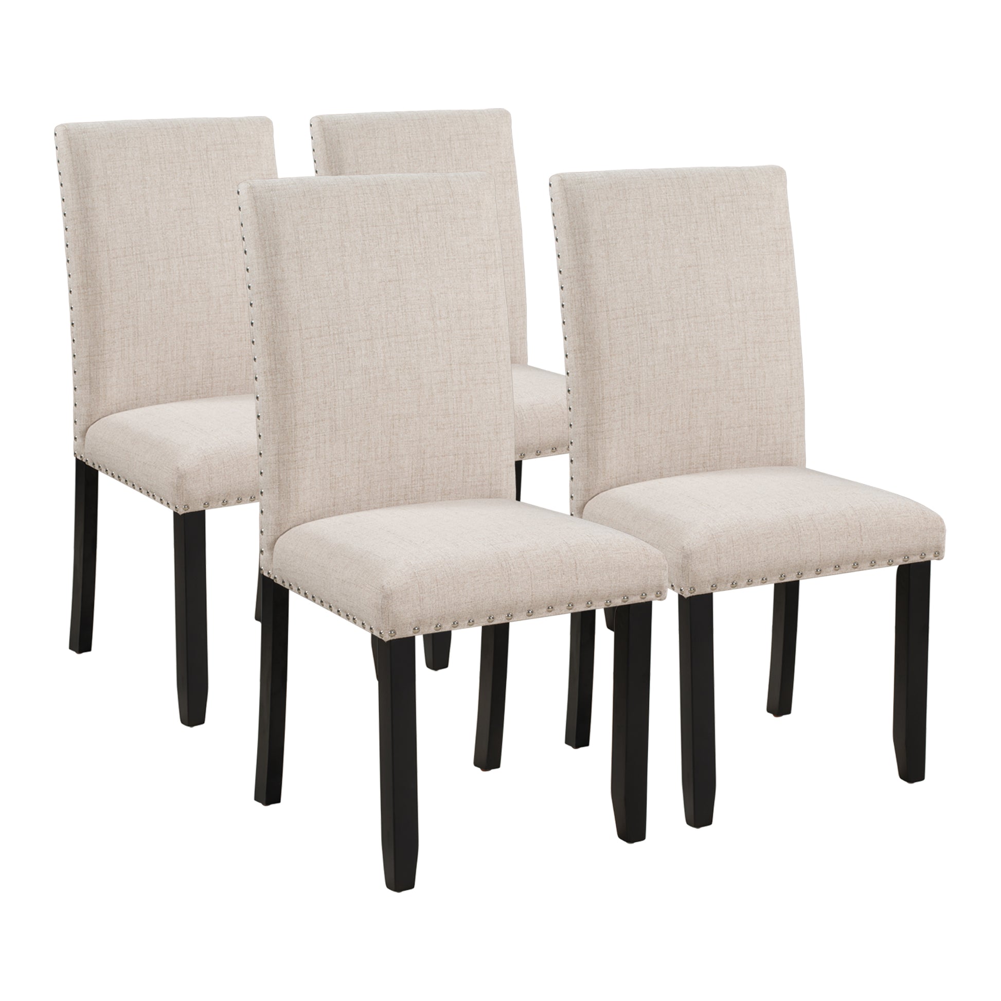 Faux Marble 5 Piece Dining Set Table With 4 Thicken Cushion Dining Chairs Home Furniture, White Beige Black White Solid Wood