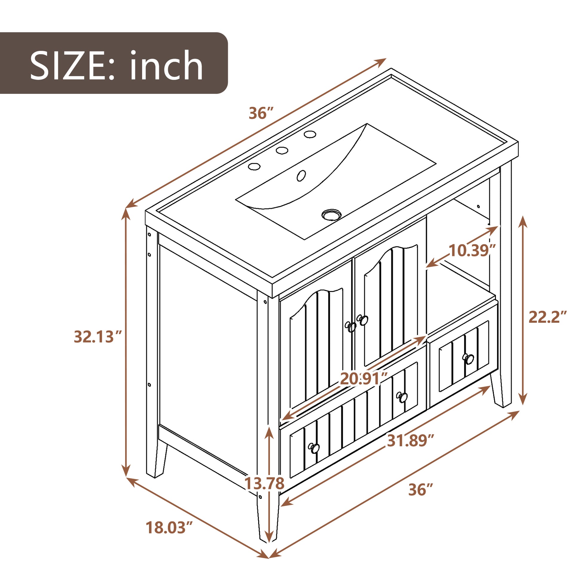 Video 36" Bathroom Vanity With Ceramic Basin, Bathroom Storage Cabinet With Two Doors And Drawers, Solid Frame, Metal Handles, Grey Old Sku: Jl000003Aae Grey Solid Wood