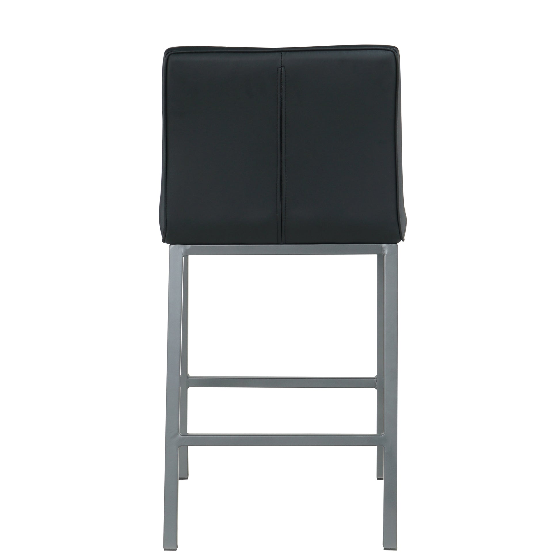 Cheap Modern Design High Counter Stool Metal Legs Kitchen Restaurant Black Pu Bar Chair Set Of 2 Black Pu Foam