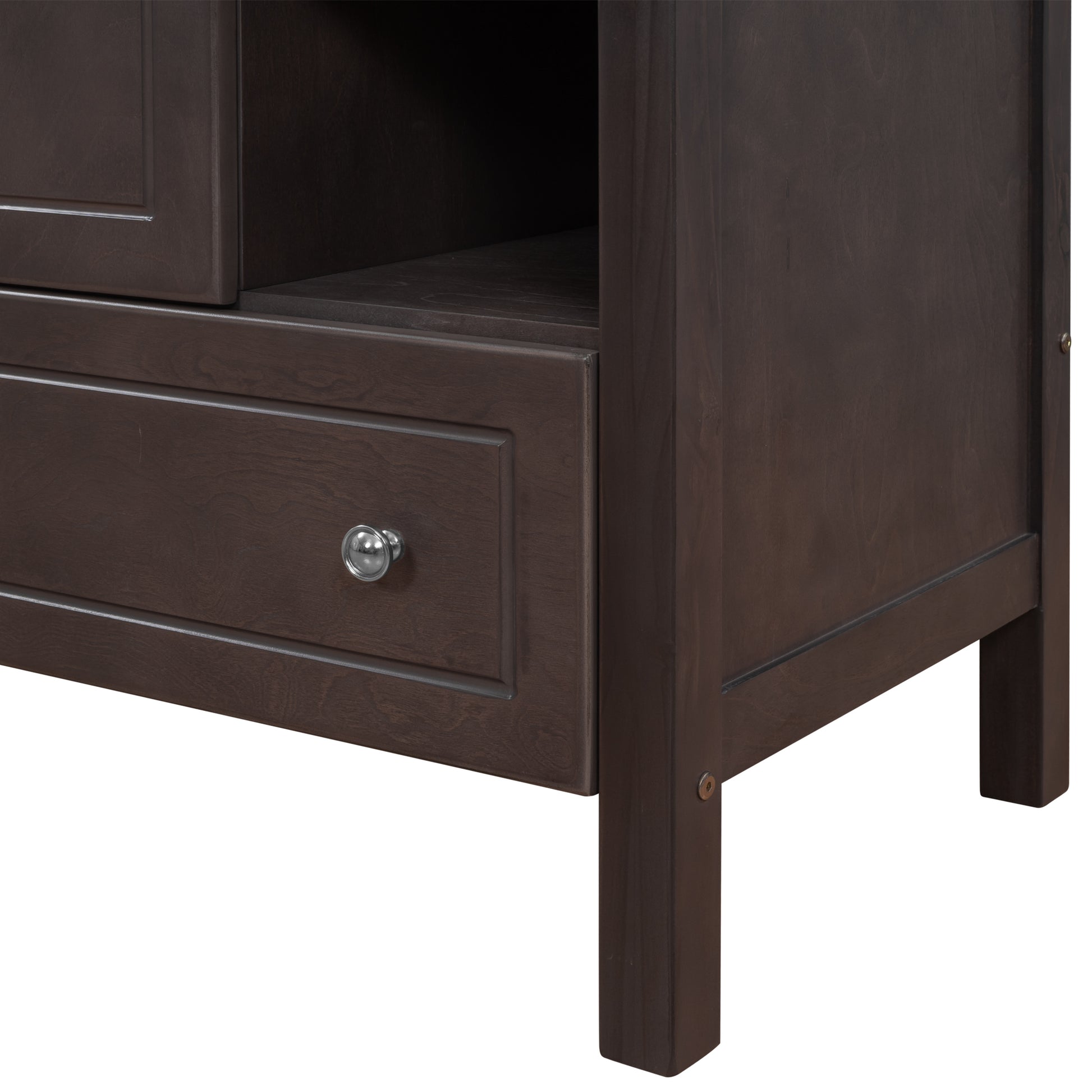 Video 30" Bathroom Vanity With Sink, Bathroom Storage Cabinet With Doors And Drawers, Solid Wood Frame, Ceramic Sink, Brown Old Sku: Jl000002Aad Brown Solid Wood