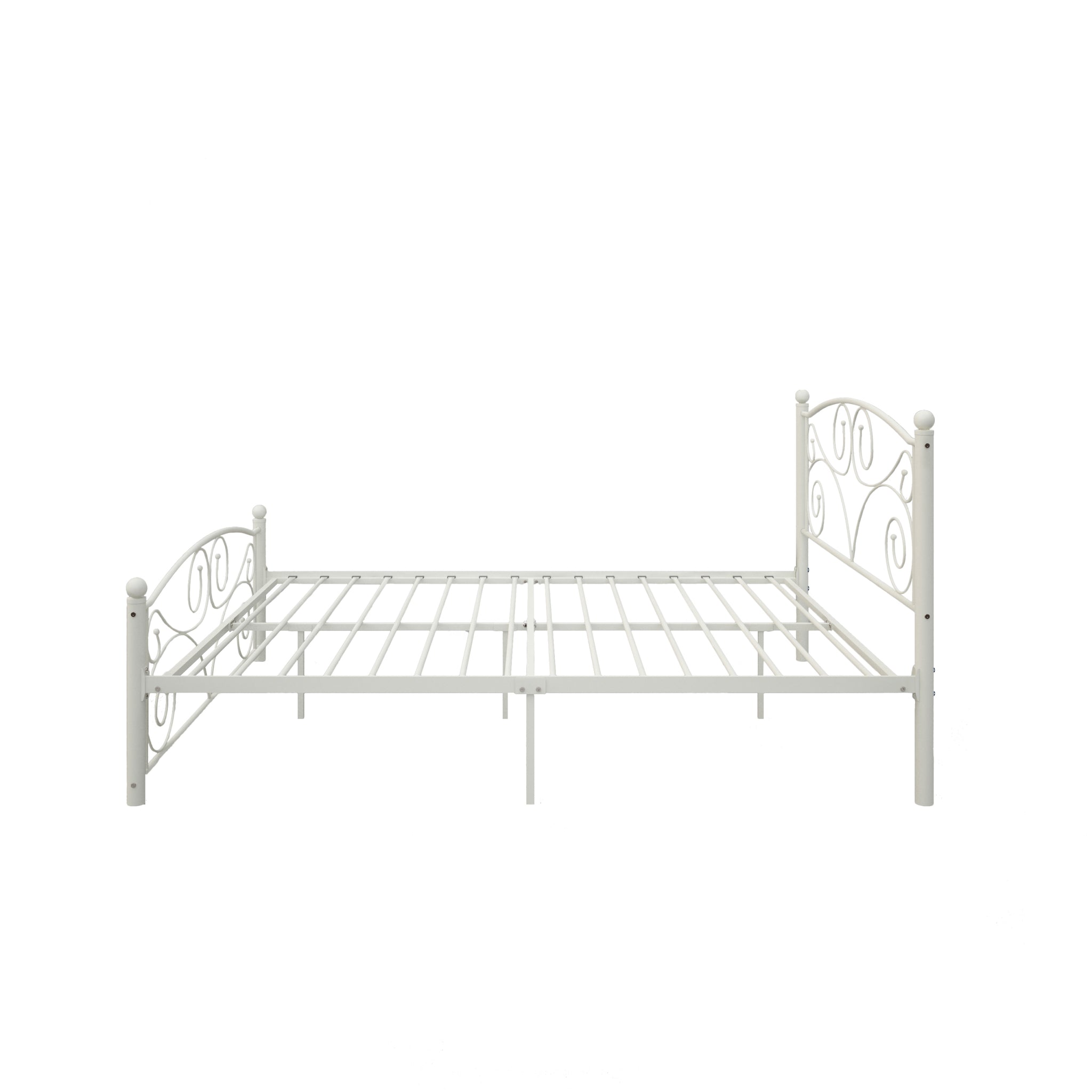 Full Size Unique Flower Sturdy System Metal Bed Frame white-metal