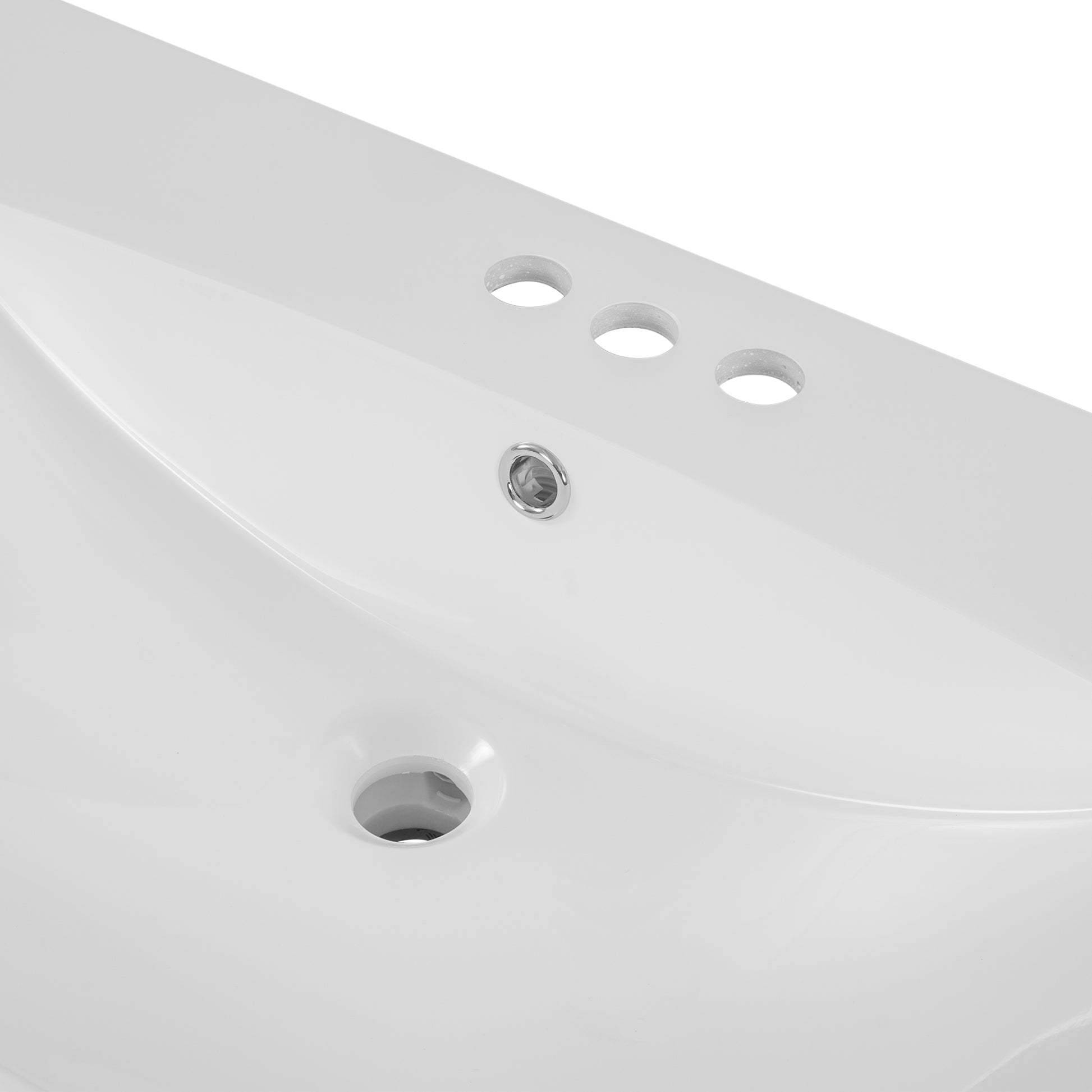 36" Single Bathroom Vanity Top With White Basin, 3 Faucet Holes, Ceramic, White White Ceramic