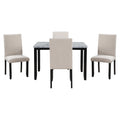 Faux Marble 5 Piece Dining Set Table With 4 Thicken Cushion Dining Chairs Home Furniture, White Beige Black White Solid Wood