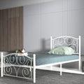 Twin Size Unique Flower Sturdy System Metal Bed Frame With Headboard And Footboard White Metal