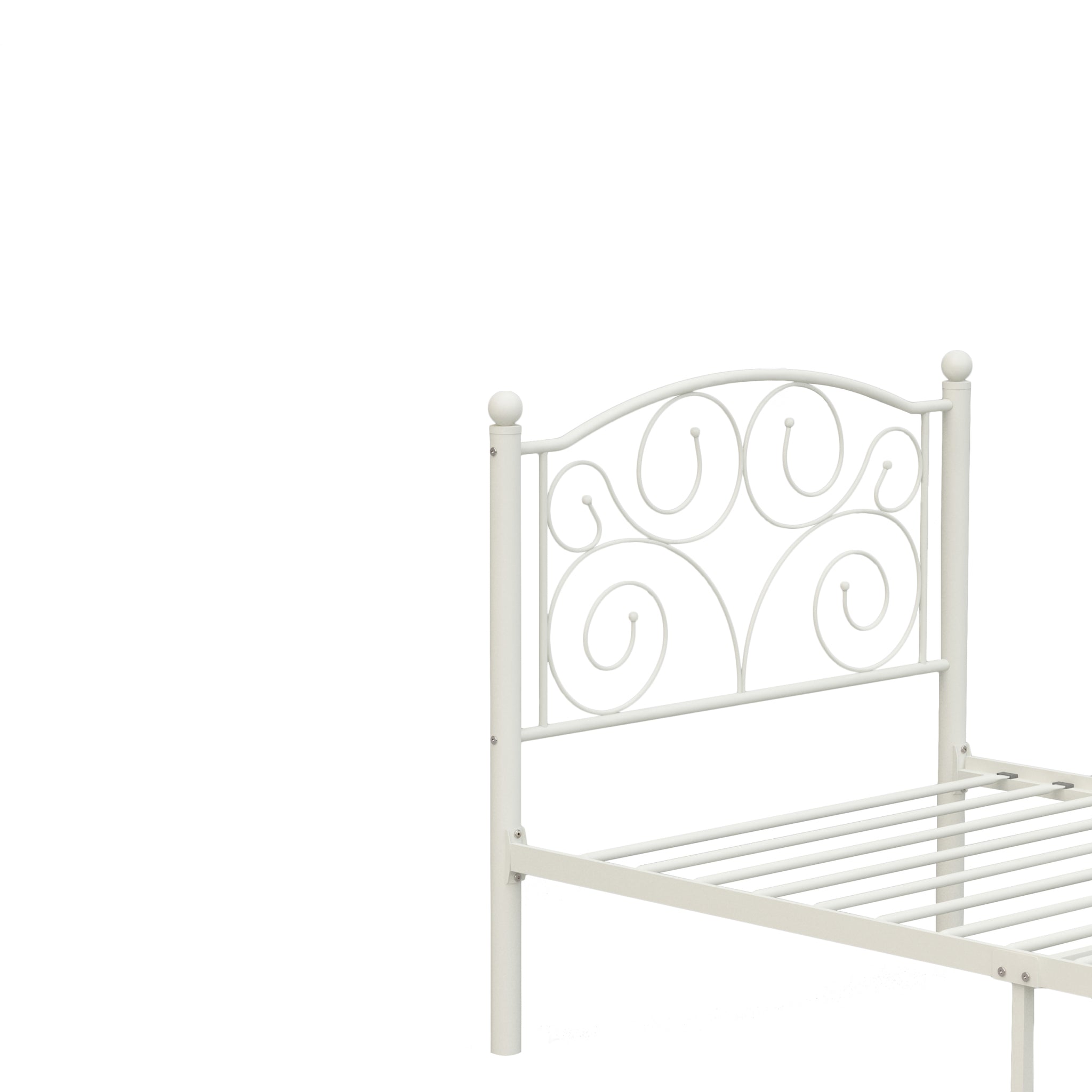 Twin Size Unique Flower Sturdy System Metal Bed Frame white-metal