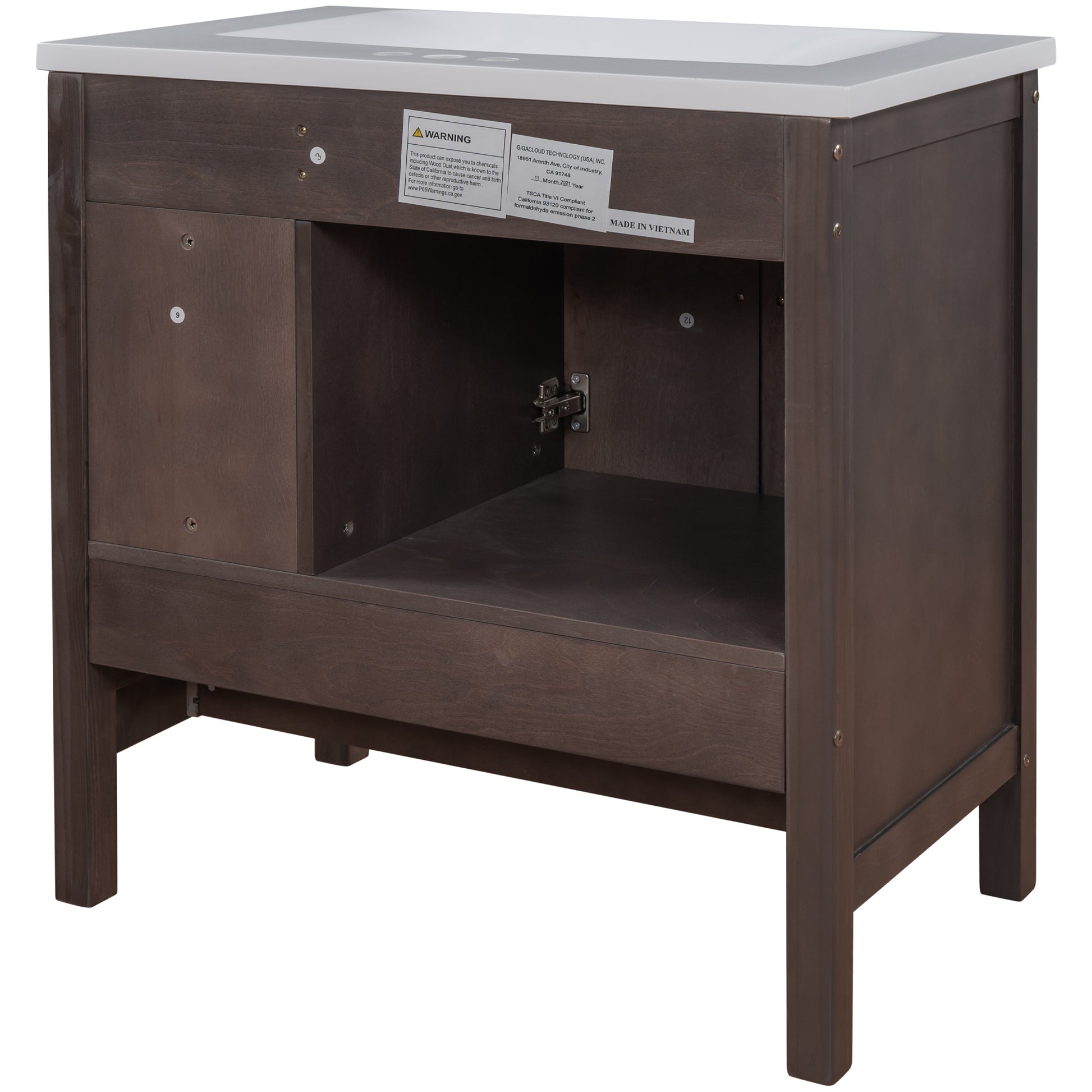 Video 30" Bathroom Vanity With Sink, Bathroom Storage Cabinet With Doors And Drawers, Solid Wood Frame, Ceramic Sink, Brown Old Sku: Jl000002Aad Brown Solid Wood