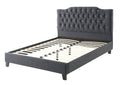 Modern Gorgeous Blue Grey Polyfiber Tufted Full Size Bed 1Pc Bedframe Upholstered Headboard Bedroom Furniture Wooden Plywood Full Grey Mix Wood Bedroom Modern,Transitional Poplar Bed Frame Plywood