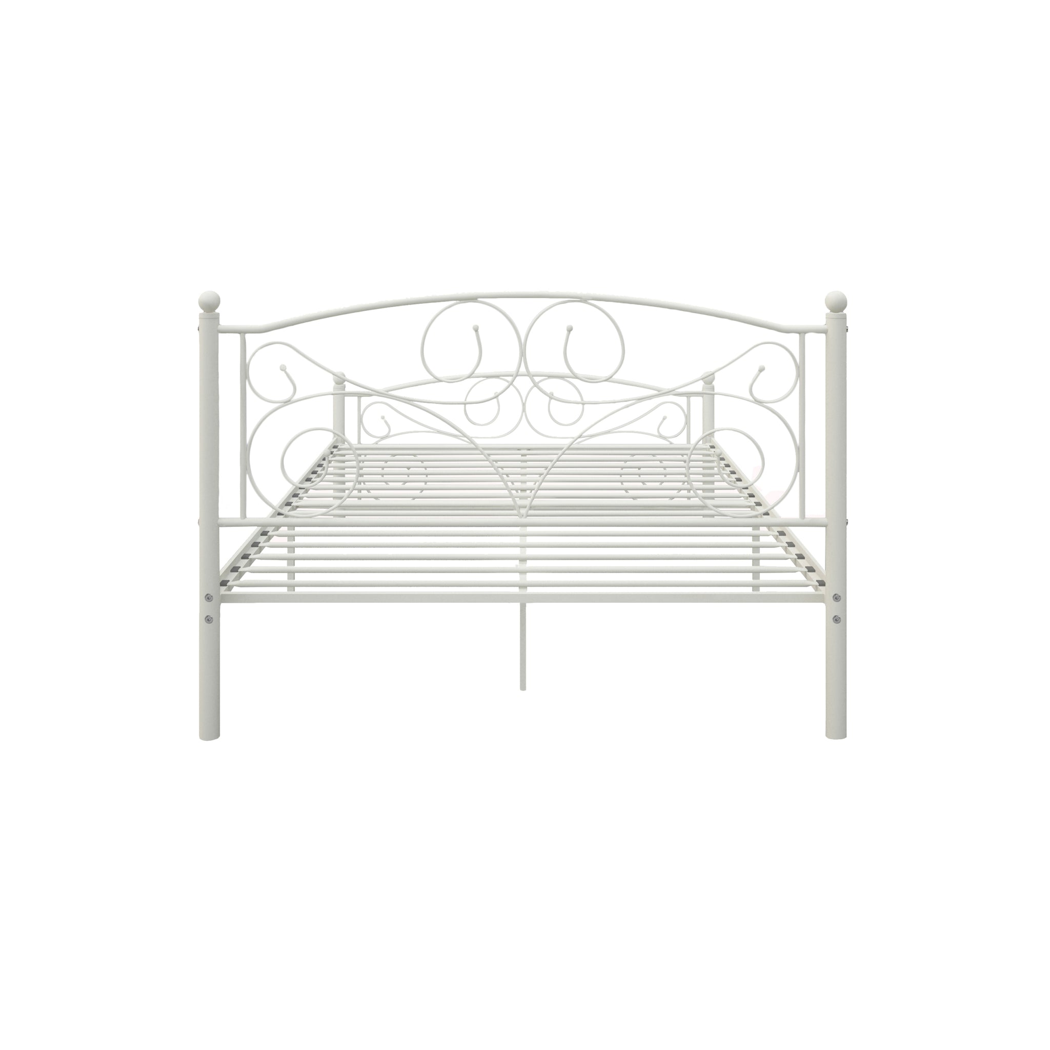 Full Size Unique Flower Sturdy System Metal Bed Frame white-metal