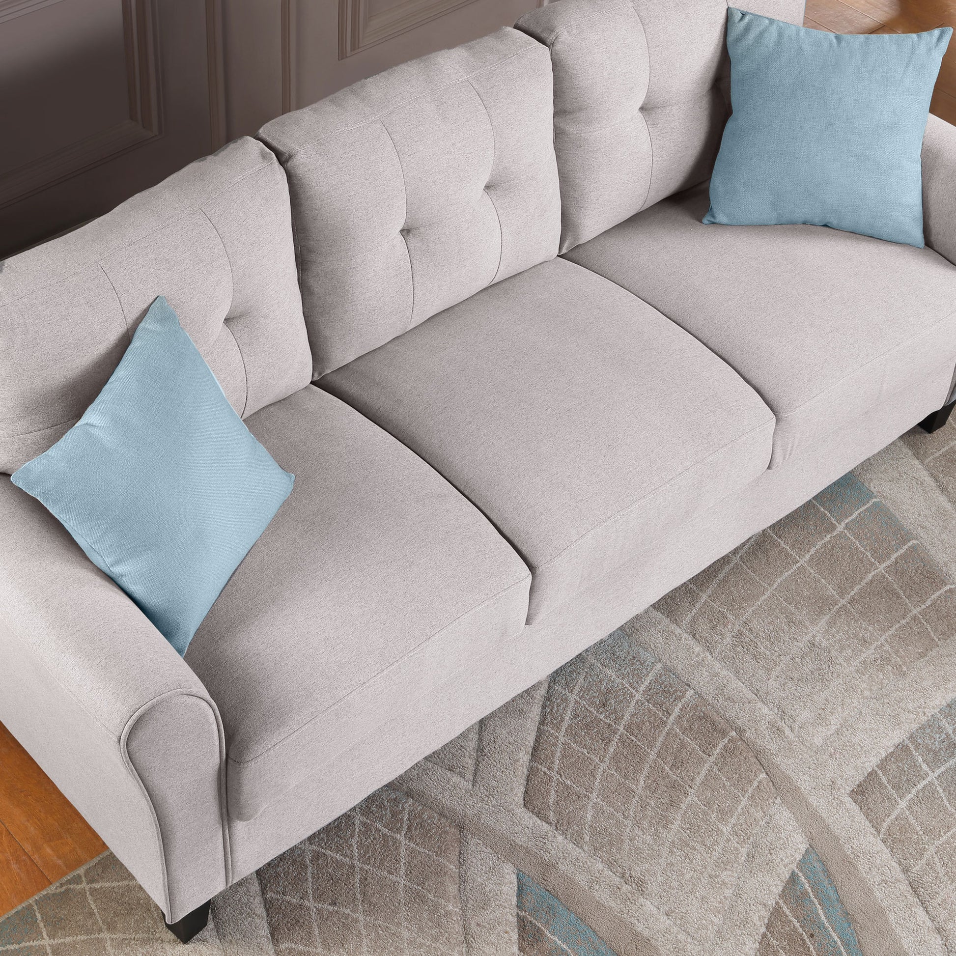 57.5" Modern Living Room Loveseat Linen Upholstered Couch Furniture For Home Or Office ,Light Grey, 2 Seat,Old Sku:Wf288518Aar Light Grey Foam Linen 2 Seat