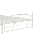 Queen Size Unique Flower Sturdy System Metal Bed Frame With Headboard And Footboard White Metal