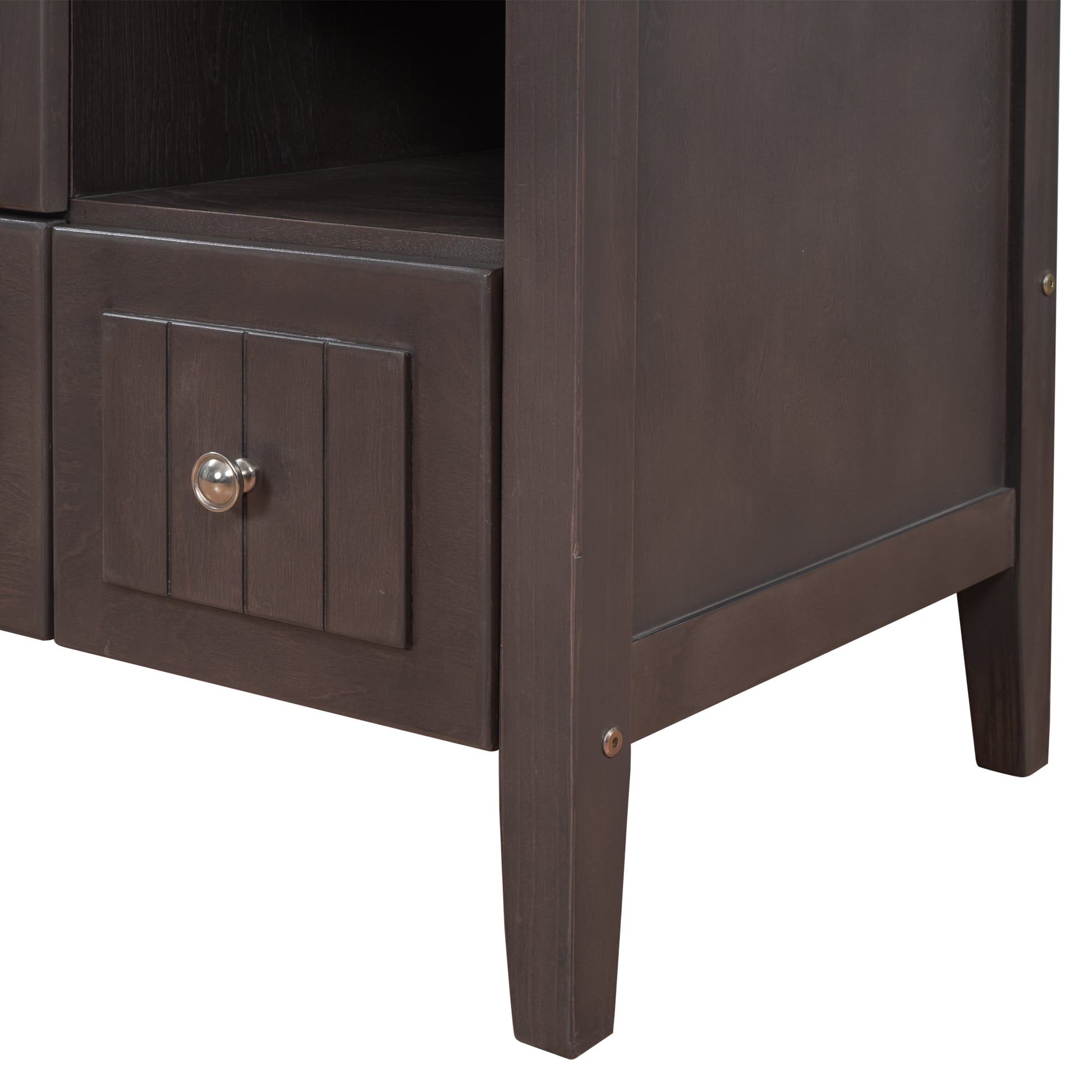 Video 36" Bathroom Vanity With Ceramic Basin, Bathroom Storage Cabinet With Two Doors And Drawers, Solid Frame, Metal Handles, Brown Old Sku: Jl000003Aad Brown Solid Wood