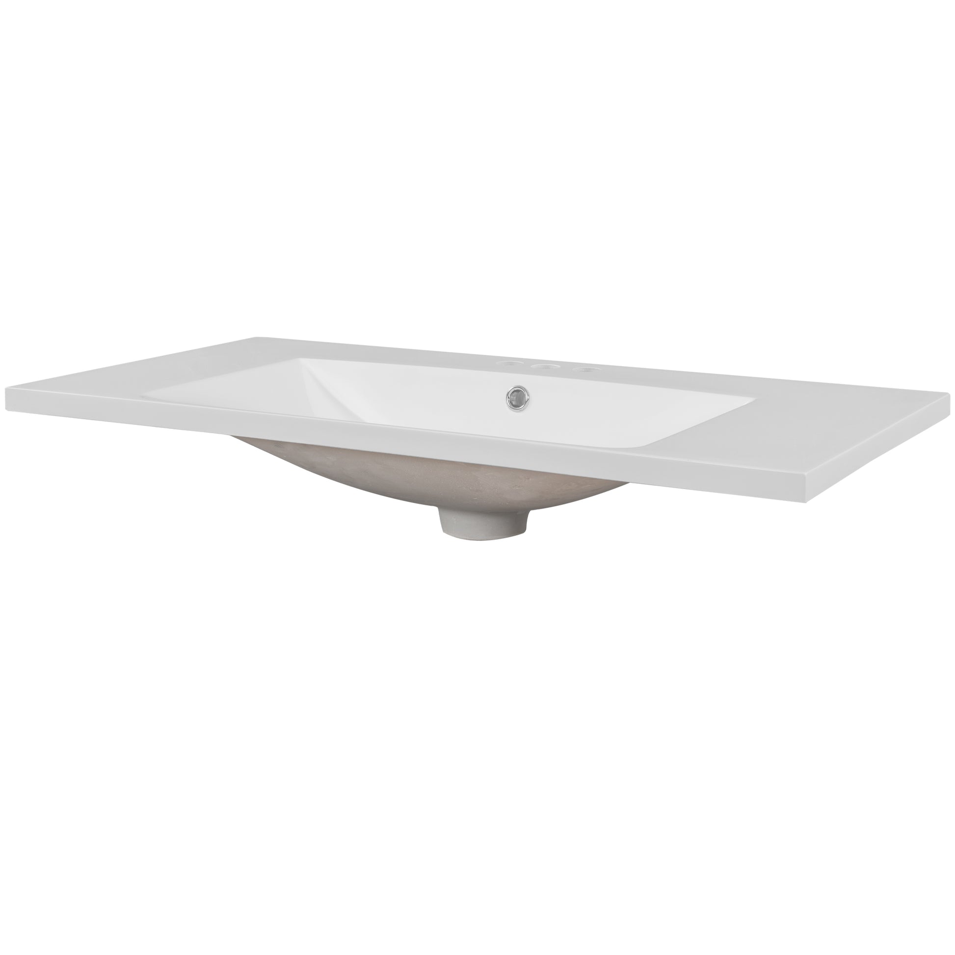 36" Single Bathroom Vanity Top With White Basin, 3 Faucet Holes, Ceramic, White White Ceramic