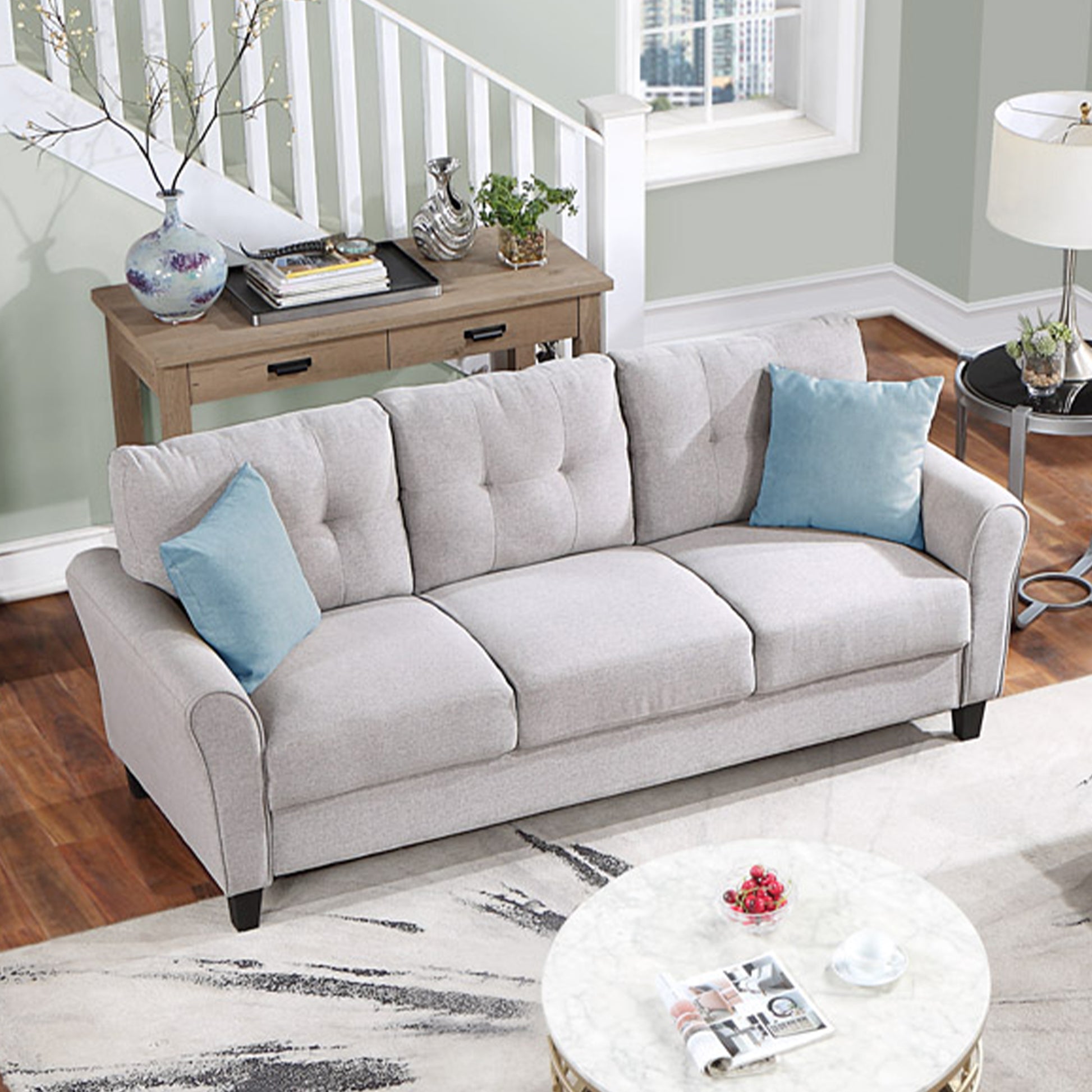 Modern Living Room Sofa Set Linen Upholstered Couch Furniture For Home Or Office ,Light Grey, 1 2 3 Seat,Old Sku:Sg000368Aaa Light Grey Foam Linen 6 Seat