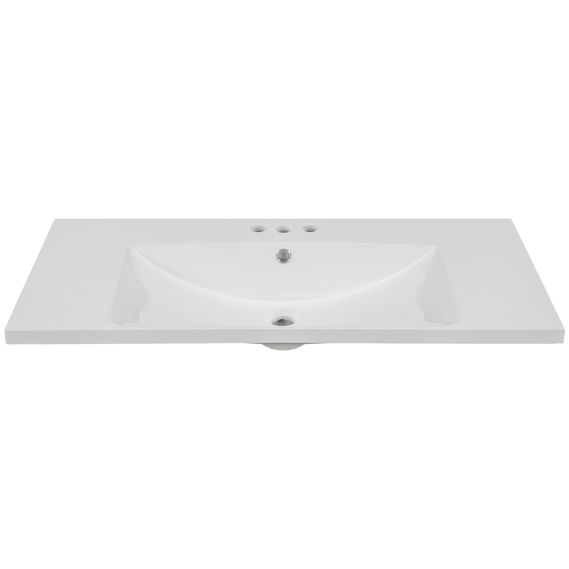 36" Single Bathroom Vanity Top With White Basin, 3 Faucet Holes, Ceramic, White White Ceramic