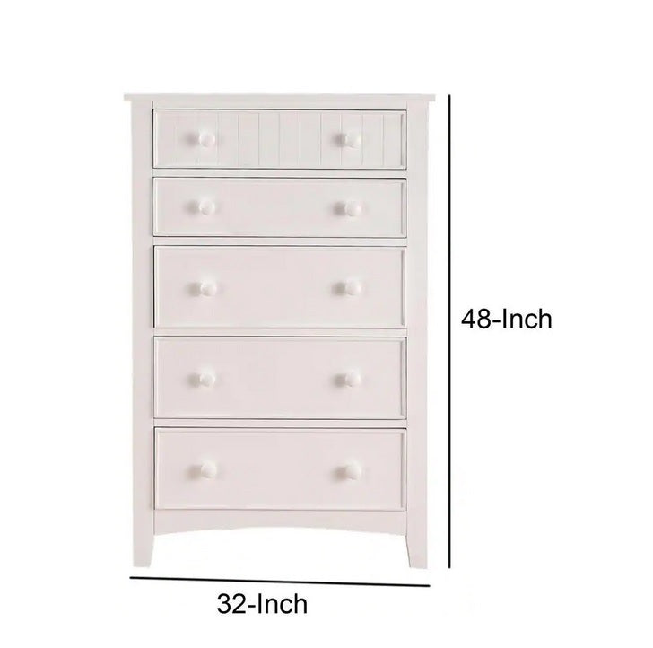 Contemporary White 1Pc Chest Of Drawers Plywood Pine Veneer Bedroom Furniture White White Bedroom Classic,Contemporary Rubberwood Plywood