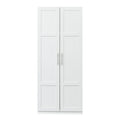 High Wardrobe And Kitchen Cabinet With 2 Doors And 3 Partitions To Separate 4 Storage Spaces,White White Mdf