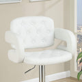 Classic Armrest Tufted White Faux Leather Upholstered white-dining